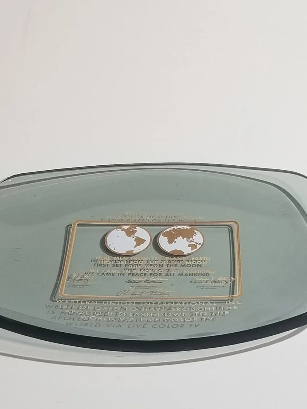 Vintage Apollo 11 Moon Landing Western Union Commemorative Dish 1969 NASA